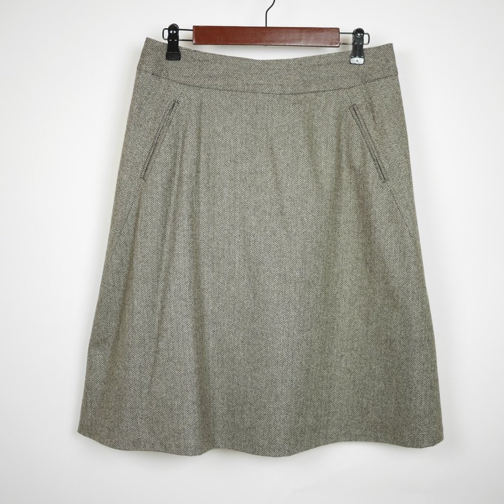 BANANA REPUBLIC Gray Wool Tweed Knit Flared Skirt